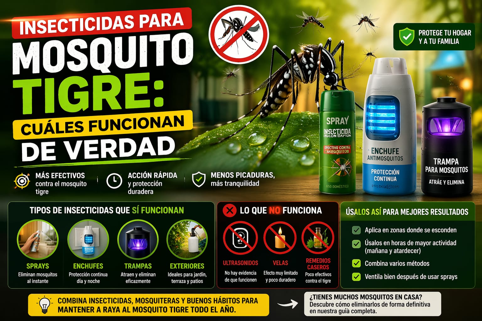 Insecticidas para mosquito tigre: cuáles funcionan de verdad